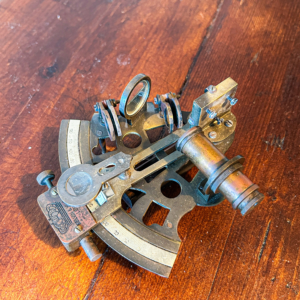 Victorian Nautical Style Brass Sextant in Wooden Box, Marine Navigation Maritime Collectable Décor
