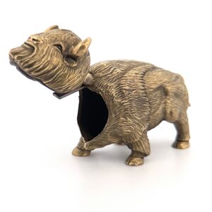 Brass Bison Vesta, Match Striker, Snuff Box, Animal Collectors Box