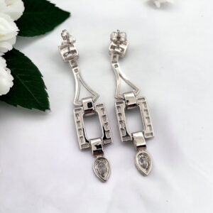 Fine Silver 1920s Inspired Drop Earrings, Handmade Solid Silver Elegant Earrings, Gift for Her, Occasion Flapper Jewelry, Art Deco Style